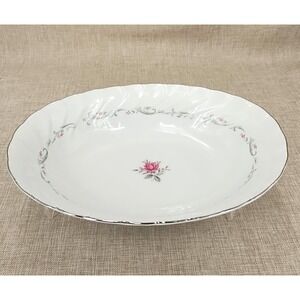 Royal Swirl Fine China Of Japan Oval Serving Bowl 10" Pink Rose Design Scalloped